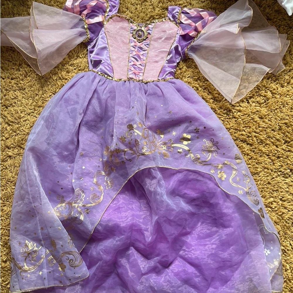 Elegant Purple and Pink Dress with Gold Accents